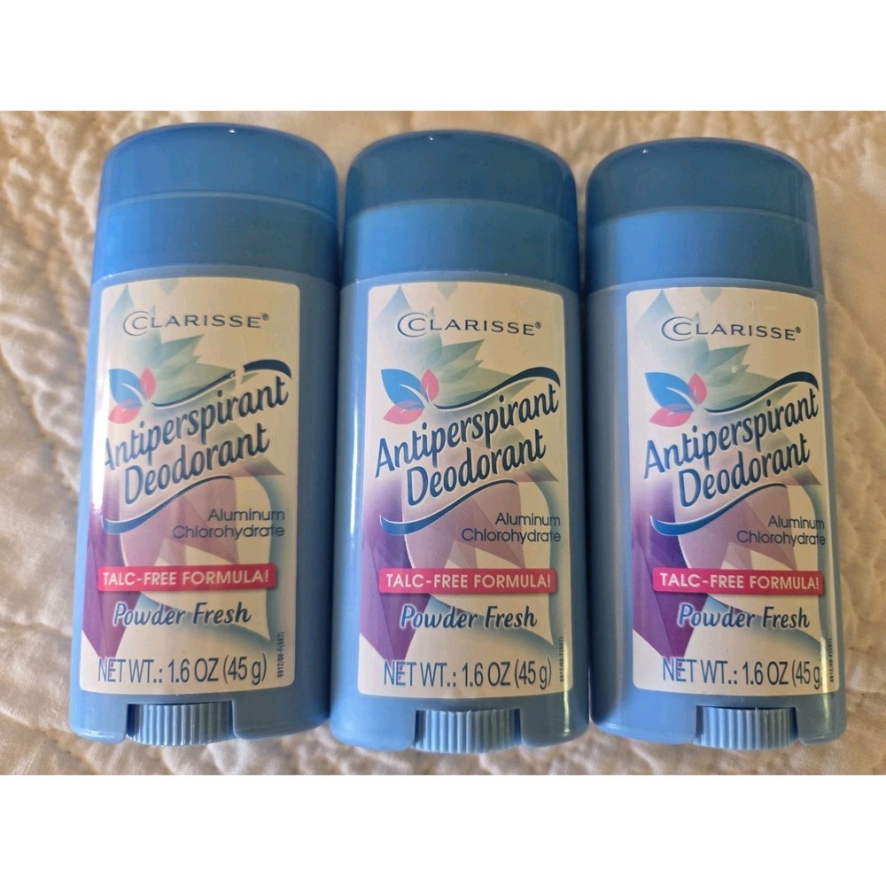 Lot Of 3 Clarisse Lady's Powder Fresh Antiperspirant Deodorant 1.6 Oz Talc-free